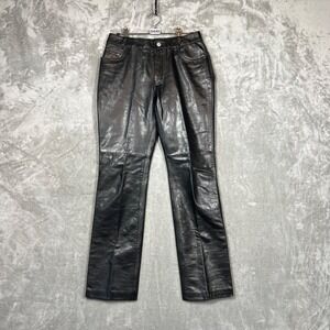 Vintage Gap Genuine Leather Pants Womens 4 Bootcut Black Lined Y2K‎ Biker Grunge